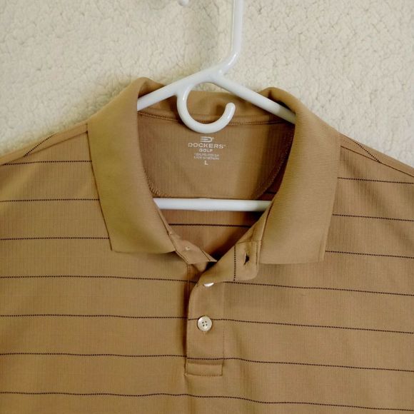 Dockers Golf Polo Shirt Mens Large Short‎ Sleeve Gold Lightweight - Picture 2 of 12